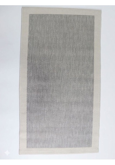 Derin Sisal Krem Çerçeveli Gri Zemin Jüt Sisal Dekoratif Kaymaz Taban Yıkanabilir Halı St07-979 Renkli