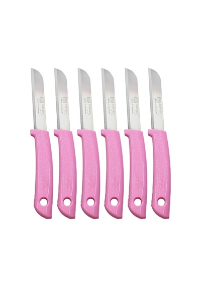 Makri Home Makri Home 6'lı Tırtıklı Meyve Ve Sebze Bıçak Seti, Pembe Beyaz - Pembe