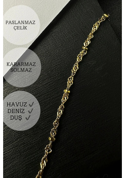 Toplu Burgu Zincir Silver Renk Çelik Şahmeran Karma Serisi Altın
