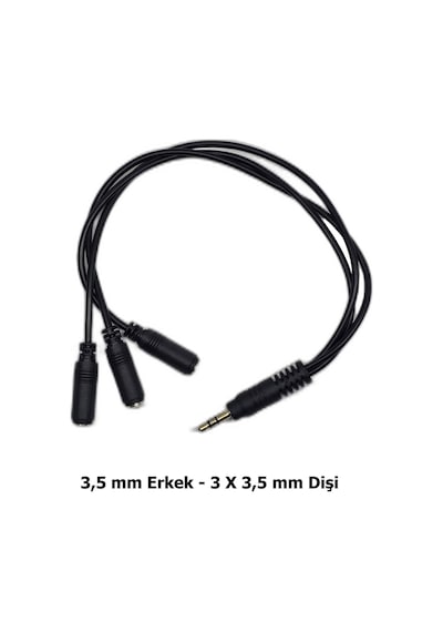 3.5 Mm Aux Çoklayıcı Kablo 1 Erkek 3 Dişi 20 Cm - Kulaklık Ve Ses Paylaştırıcı Splitter