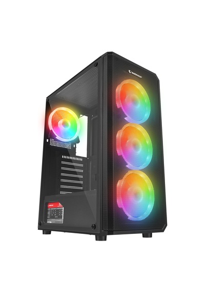 Rampage HELIOS Mesh 550 W 80+ Siyah Temperli Cam 4 x 12 CM Rainbow ATX Mid-T Oyuncu Kasası