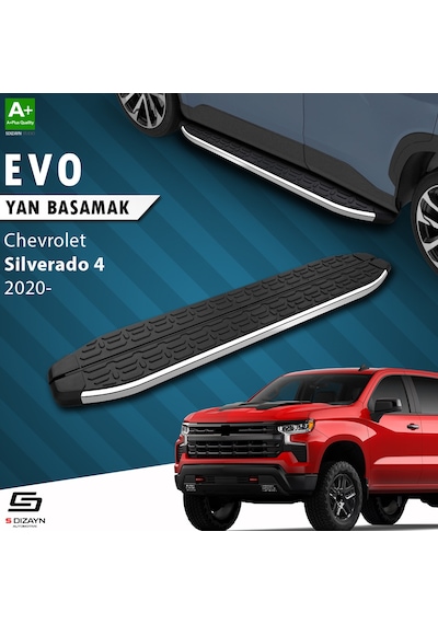S-dizayn Chevrolet Silverado 4 Uzun Şase Evo Krom Yan Basamak 253 Cm 2020 Üzeri