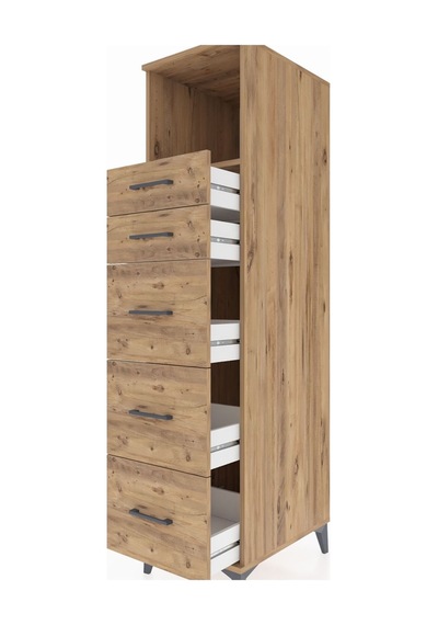 Kronos Dolap Tek Raflı 5 Çekmeceli 44x59x182 Çam-çam Çam