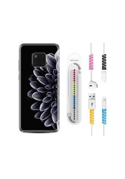 Huawei Mate 20 Pro Kılıf Kablo Koruyuculu Çiçekler 1639