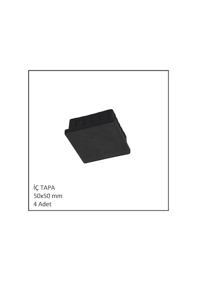 Plastik İç Tapa, Profil Tapası, Kare, Siyah, 50x50 Mm 4 Adet Siyah