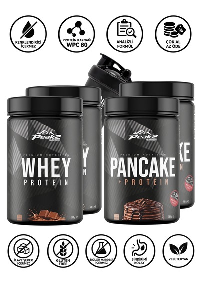 Hacim Paketi 17: 2 Adet Whey Protein 2x500 Gr Çikolata + 2 Adet Protein Pancake 2x750 Gr Çikolata + Shaker
