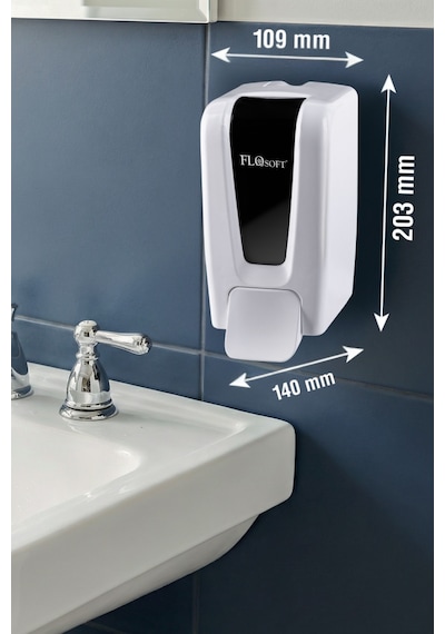 Flosoft F248 Manuel Gagalı Sıvı Sabun Dispenseri, 700 Ml Banyo Mutfak Duvara Monte Sabunluk Beyaz