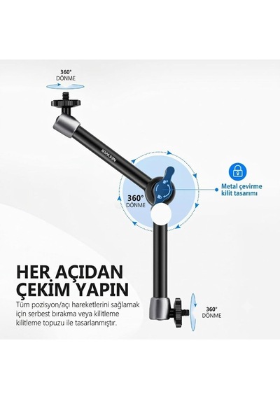 Premium Profesyonel Magic Arm Dslr Kamera Tutucu Süper Kelepçeli Mengene Stand, 1/4 3/8 Dişli Flaş Pabuçlu Esnek Ma