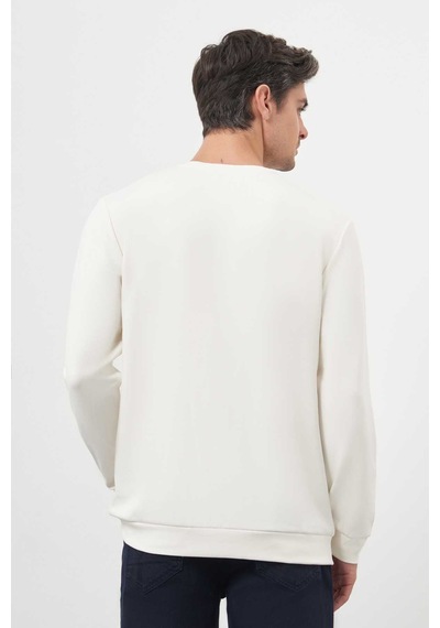 Morven Erkek Ekru Trend Bisiklet Yaka Sweat-shirt 25ks063003454 Ekru Ekru