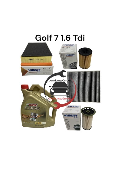 Volkswagen Golf 7 1.6 Tdi Wunder Filtre Bakım  Seti(CASTROL 5Lİ)