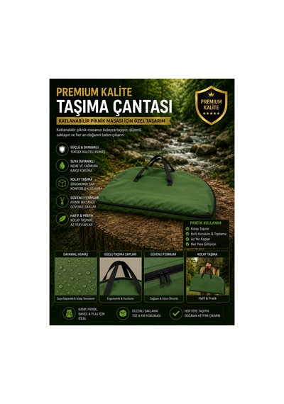 H-a Katlanabilir Kamp Masası 4 Gözlü Yeşil
