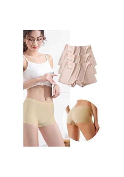 Royaleks 3 Adet Kadın Dikişsiz Görünmez Iz Yapmaz Mini Şort Boxer Ten