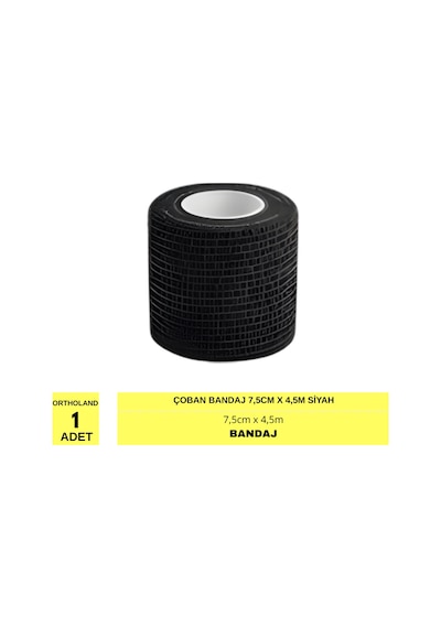 Ortholand Çoban Bandaj 7,5cm X 4,5m Siyah 1 Adet