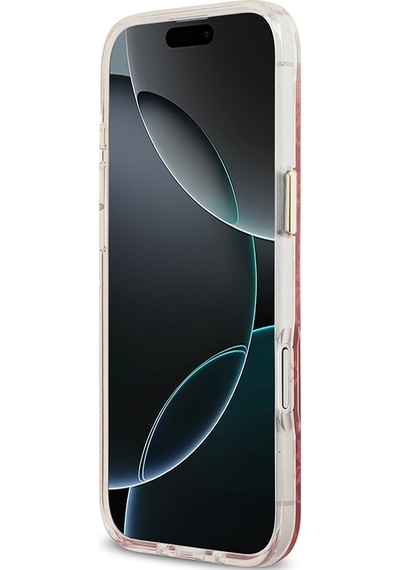 Apple Uyumlu iPhone 17 Air Kılıf Guess Lisanslı M-safe Şarj Özellikli 4g Desenli Simli Silikon Kapak Pembe Pembe