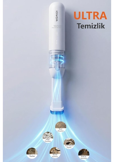 Güçlü Emiş Kablosuz Üflemeli 18.000pa Süpürge, Taşınabilir Fonksiyonel Mini Portatif Ev Araç İç Tek Renk