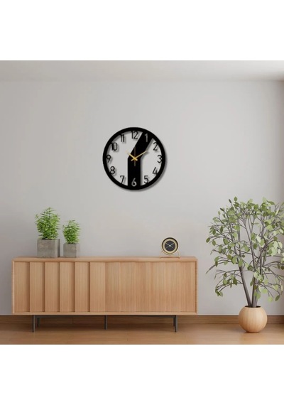 Metal Duvar Saati Siyah Blok Desenli Dekoratif Saat Siyah-52 X 52