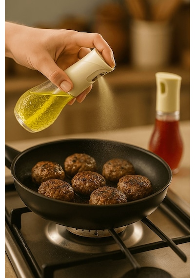 Tekli Set Cam Sprey Yağdanlık - Airfryer, Izgara, Fritöz, Salata, Yemek Püskürtmeli Yağdanlık - 3066 Şeffaf