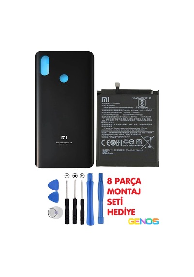 Xiaomi Mi 8 Batarya Pil Bm3e + Xiaomi Mi8 Arka Kapak Batarya Pil Kapağı + Montaj Set Siyah