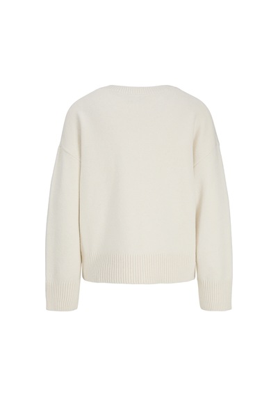 Jack & Jones Kadin Wide Fit V Yaka Triko Kazak - Elsa - 12301418 Cloud Dancer