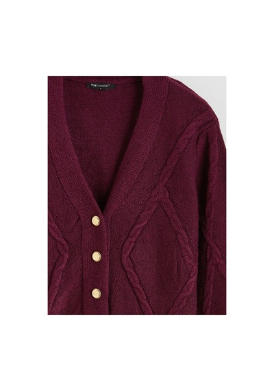 LC Waikiki Alıta Cıty Farkıyla Lcw Modest Bordo Triko Desenli Kadın Hırka Bordo - 931517570 Bordo