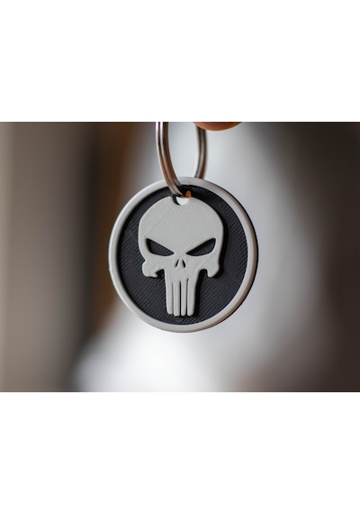 Punisher Kurukafa Tasarımlı Özel Anahtarlık - 3d Baskı 2 Adet