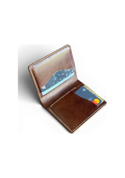 Kalkan Deri Babil Cordovan Horween Shell Cordovan El Yapımı Deri Cüzdan Kahverengi