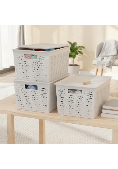 Seul Çok Amaçlı Kapaklı Saklama Kutusu - Şık Ve Dekoratif Dolap İçi Organizer Düzenleyici 4 L / 12 L / 20 L Bo Diğer