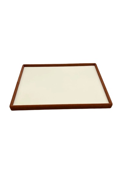 Süet Kumaş Krem-kahve Renk 34/24 Cm Takı Servis Sunum Tablası Çok Renkli