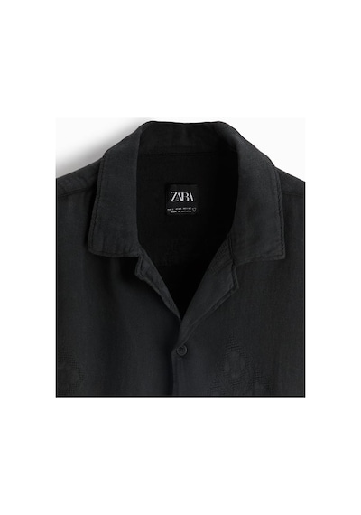 Zara Geometrik Jakarlı Gömlek 7446-390 Siyah