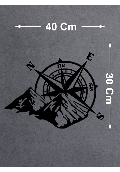 Pusula Ve Dağ Sticker - 4x4 Off Road Pickup Sticker - Araba Oto Motosiklet Karavan Cam Sticker - 00268 40x30 Cm