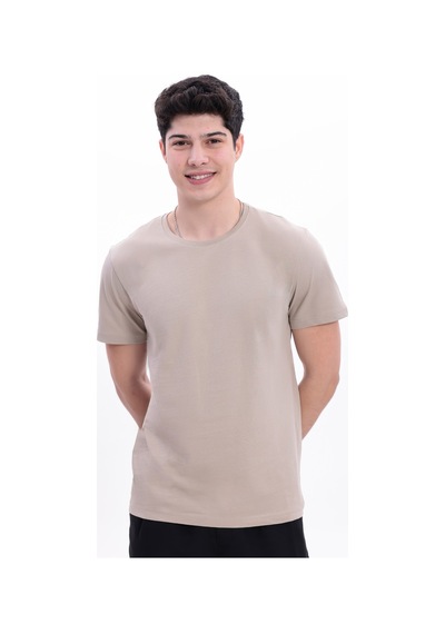 Myrab Denim Erkek Krem Basic Tişört Regular Fit Bisiklet Yaka %100 Pamuk 30/1 Süprem Kumaş Günlük T-shirt