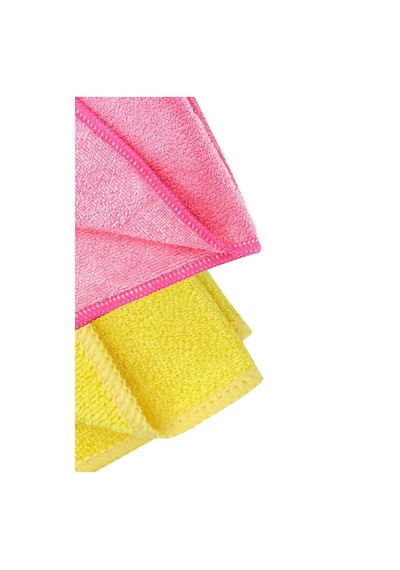 Silver Home Universal Parlak Doku Mikrofiber Temizlik Bezi Pembe - Sarı 2'li 50 x 70 CM