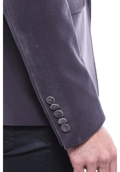 Wessi Kadife Slim Fit Gri Erkek Ceket Siyah