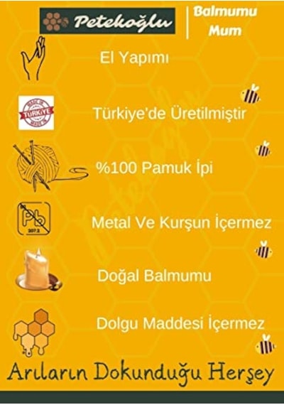 Adet 21cm Mum Dilek Mumu Beeswax Candle Doğal Petek Bal Mumu Mum Diğer