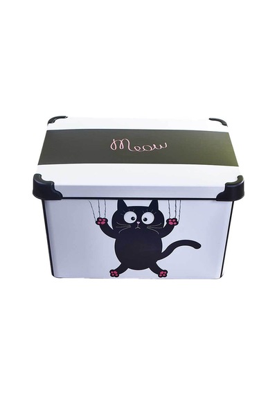 Style Box Meow Desenli 20 L Dekoratif Saklama Kutusu Çok Renkli