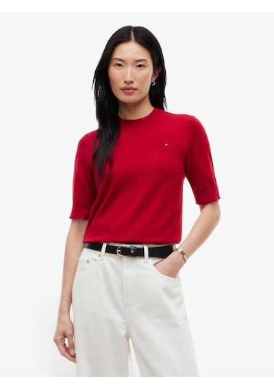 Tommy Hilfiger Cotton Jersey Fıne C-nk Ss Swt Kadın Kırmızı Kazak - Ww0ww49705 Tommy Hilfiger Cotton Jersey Fıne C-nk Ss Swt Kadın Kırmızı Kazak - Ww0ww49705