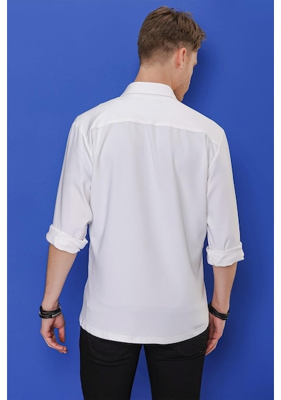 Efor G 1551 Slim Fit Beyaz Klasik Gömlek Beyaz