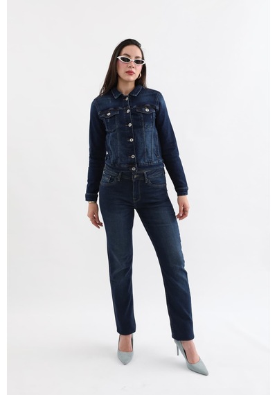 Kadın Likralı Straight Fit Jean Pantolon 001