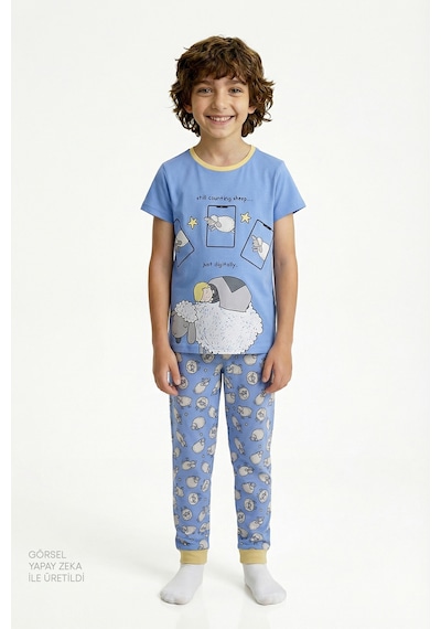 Penti - Mavi Erkek Çocuk Sheepy Pamuklu 2'li Pijama Takımı