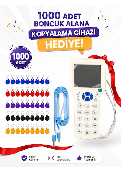 Sarkey Sr-602 H-r Yazılabilir Kopyalanabilir Proximity Anahtarlık 125 Khz Keyfob Karışık Renkler 1000 Adet + 1 Adet Rfıd Kopyalama