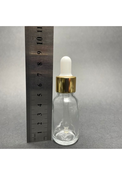 15ml Şeffaf Cam Damlalıklı Şişe , Gold Metalik Kapak , 15 Cc Sa