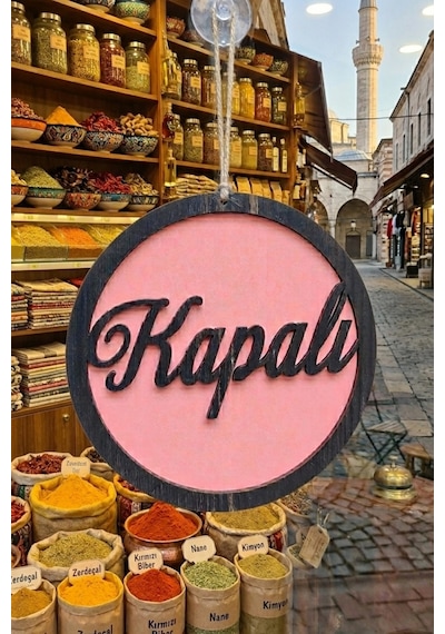 Üç Katlı El Yazılı Modern Açık/kapalı Tabelası - Pembe
