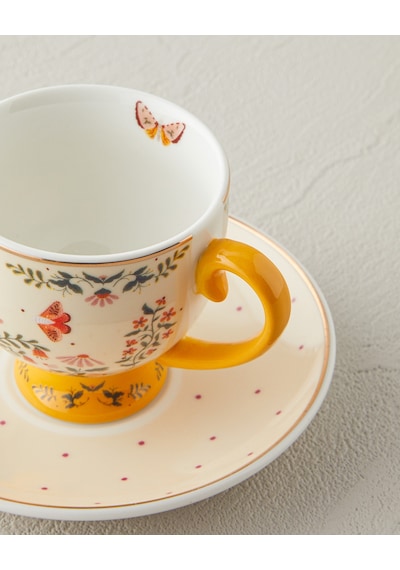 English Home Dipsy New Bone China 4 Parça 2 Kişilik Kahve Fincan Takımı 100 Ml Hardal Hardal