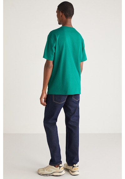 Grimelange Astons Erkek Relaxed %100 Organik Pamuk Kalın Süprem Dokuma Yeşil T-shirt Yeşil