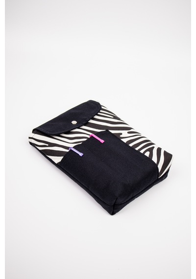Kitap Defter Tablet Çantası Kanvas Zebra Desenli Organizer 25x30 Cm Kılıf