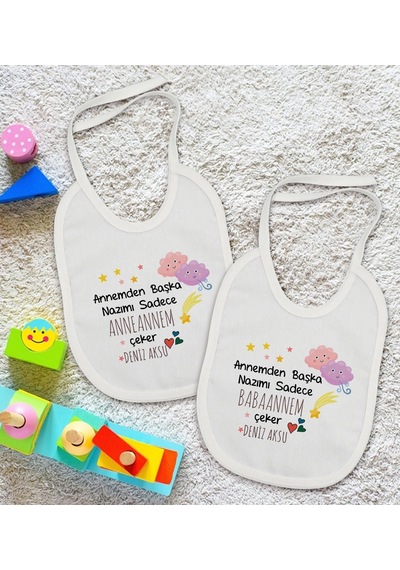 Bk Kids Kişiye Özel Anneanne Ve Babaanne Tasarımlı 2 Li Beyaz Mam Beyaz