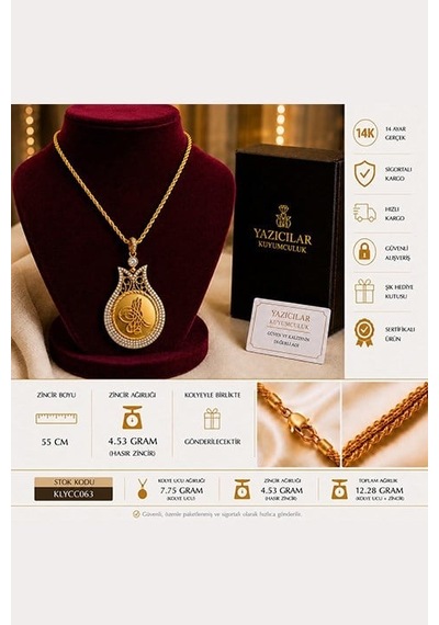 14 Ayar Safir Dokunuşlu Premium Tasarım Altın Kolye