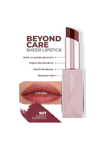 Alix Avien Beyond Care Sheer Lipstick 907 Glossy Espresso Yoğun Nemlendirici Besleyici Etki Parlak Ruj