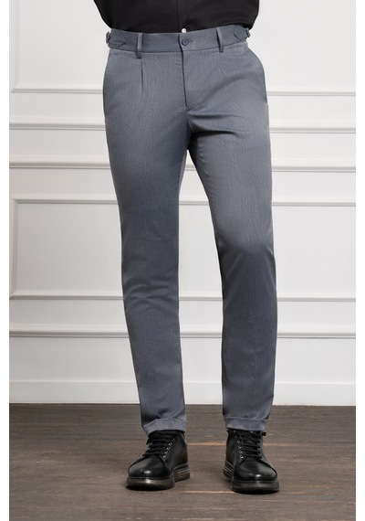 Morven Erkek Lacivert Trend Slim Fit Dar Kesim Pileli Pantolon 25ms003015200 Lacivert