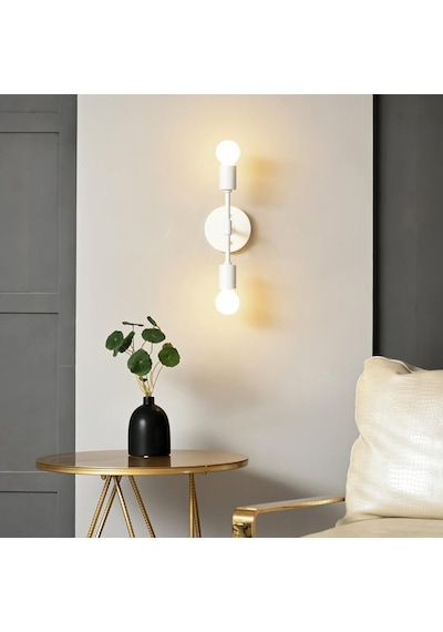 Riolight Retro,modern,vintage Beyaz 2xe27 Duylu Metal Duvar Aplik Beyaz